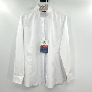 NWT Essex Classics White Fitted Body Equestrian Button Down Shirt Women's XL
